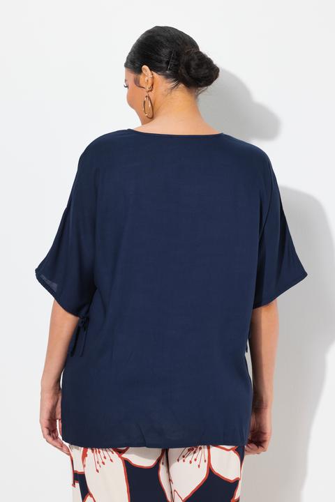 Immagine prodotto Ulla Popken Blusa a tunica dal taglio oversize con scollo a barca e mezze maniche (46, 48)
