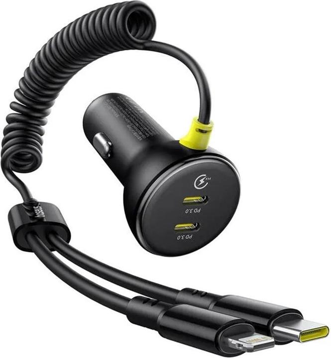 Image du produit Baseus Chargeur de voiture circulaire en plastique (C+C) + câble (C&L) 60W Cosmic Black