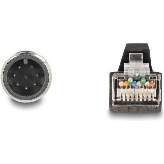 Thumbnail - Delock M12 Kabel A-kodiert 8 Pin Stecker zu RJ45 Stecker PUR (TPU) 5 m (SF/UTP, 5 m), Netzwerkkabel
