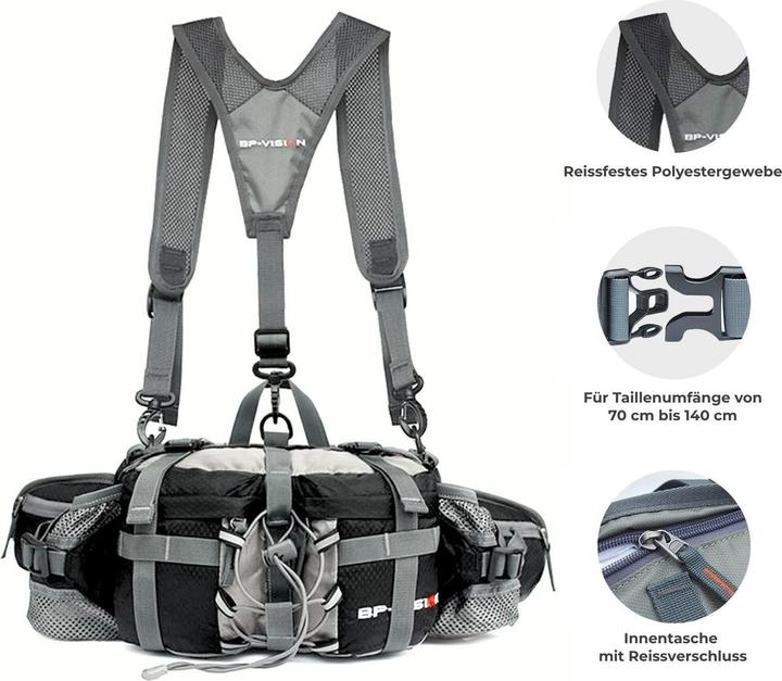 Produktbild Hermex Bauchtasche mit Schultergurten Umhängetasche Schultertasche Hüfttasche