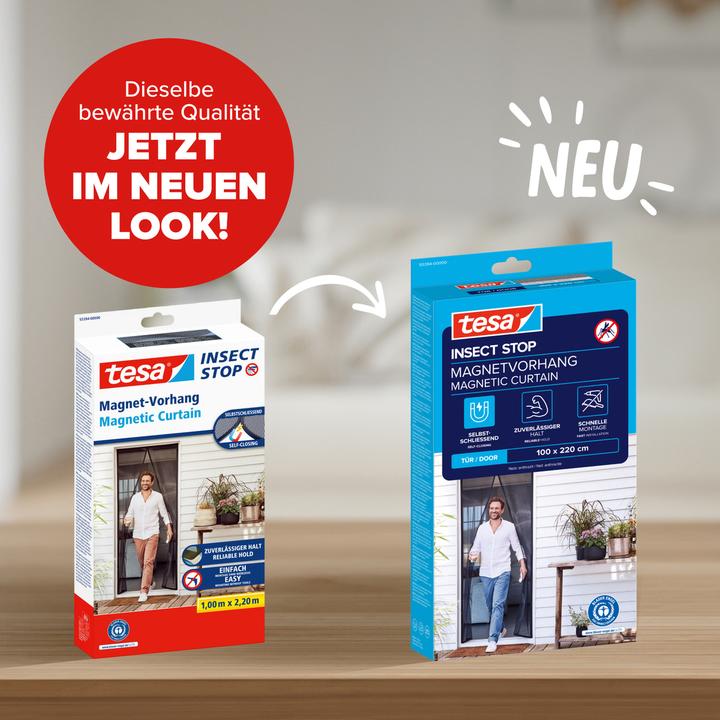 Produktbild tesa Insektenschutz Magnetvorhang für Balkon- und Terrassentüren, selbstschliessend, Montage ohne Bohren (100 x 220 cm)