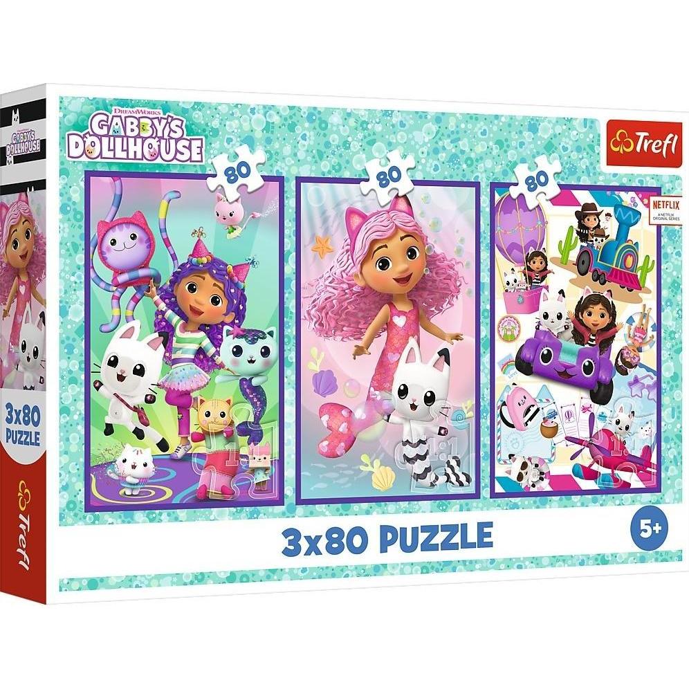 Trefl Multicolore Puzzle 3 X 80 – Gabby's Dollhouse (80 Pezzi)