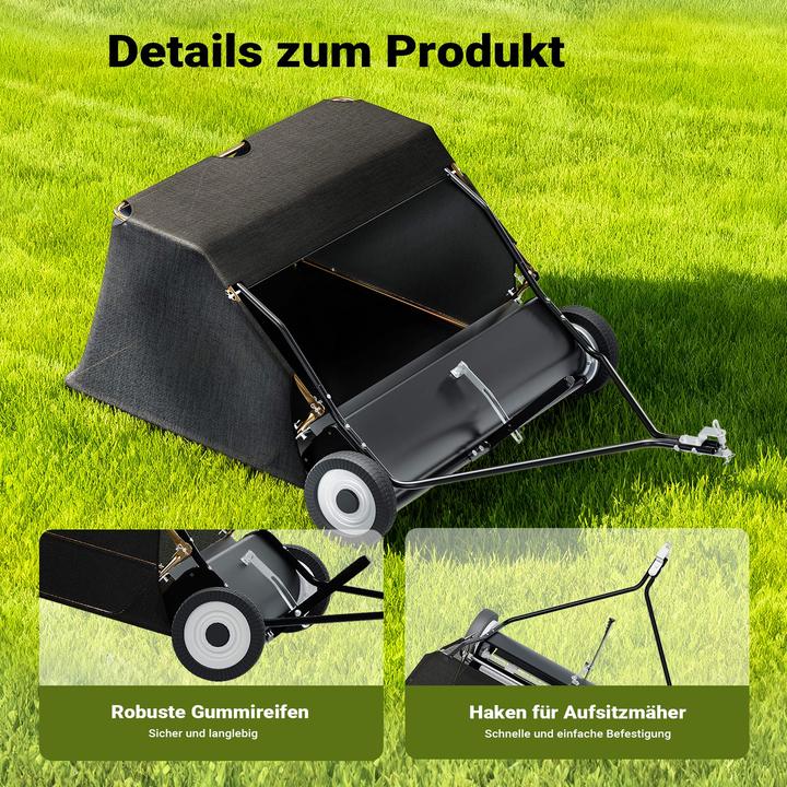 Produktbild Wiltec Rasenkehrmaschine mit 118 cm Kehrbreite Laubsammler 415l Aufsitzmäher