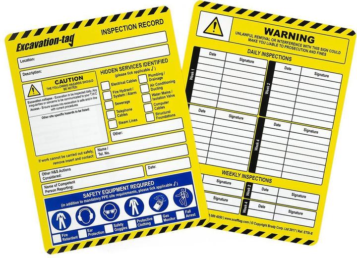 ScaffTag Etiquettes à insérer Excavation-tag