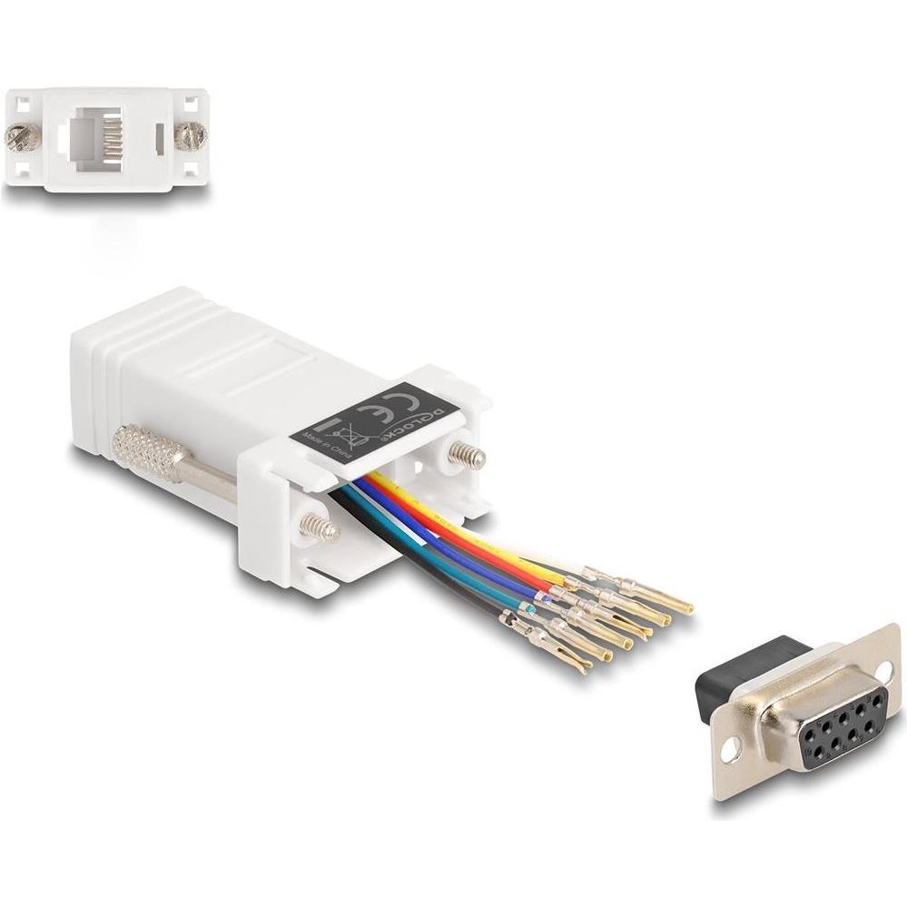 Delock D-Sub 9 Pin Buchse zu RJ12 Buchse Montagesatz weiss, Schnittstellenkabel