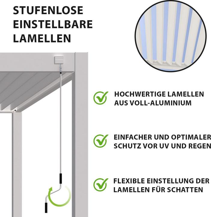 Produktbild Weide Pergola Deluxe Plus 4x6m mit Lamellendach Weiss (400 cm, 600 cm)