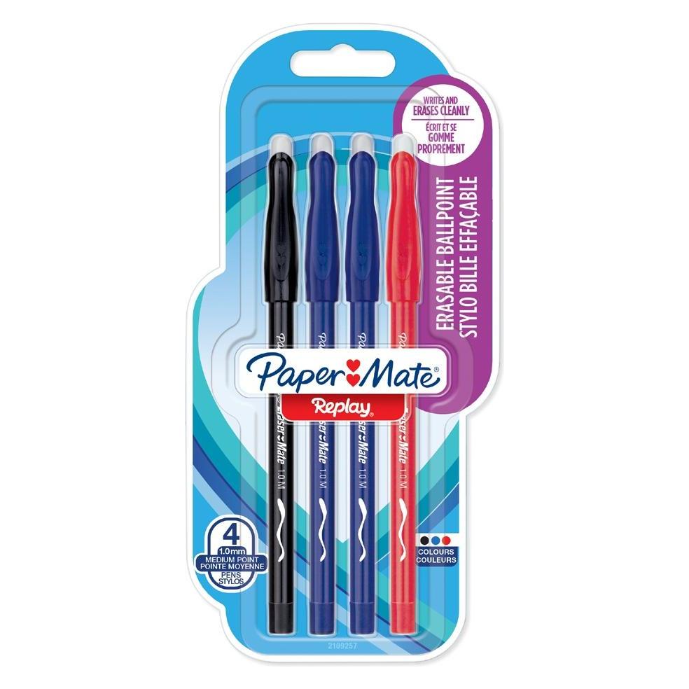 Paper Mate Radierbare Kulli REPLAY 4er bl/schw/rot M (4x) (2109257)
