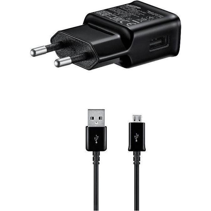Samsung EP-TA200EBE + ECB-DU4EBE 15W Travel Charger + microUSB Data Cable Black (OOB Bulk) (15 W), USB Ladegerät, Schwar...