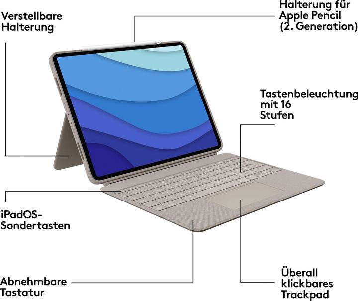 Immagine prodotto Logitech Combo Touch (CH, Apple iPad Pro 12.9 2018, Apple iPad Pro 12.9 2020, Apple iPad Pro 12.9 2021, Apple iPad Pro 12.9 2022)