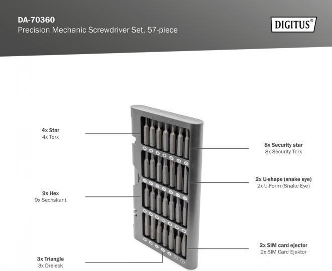 Image du produit Digitus Jeu de tournevis mécanique de précision, 57 pièces