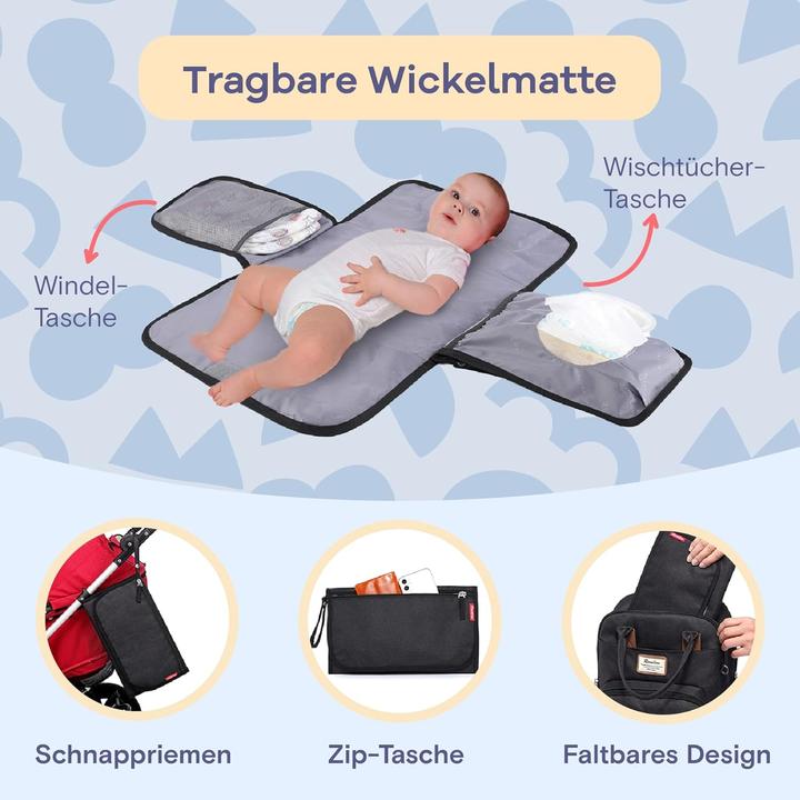 Produktbild Ruvalino Baby Wickelrucksack mit Wickelauflage und Kinderwagengurten