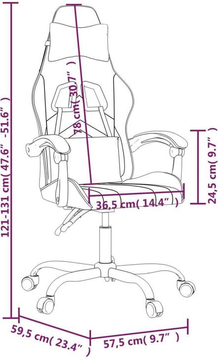 Immagine prodotto vidaXL Gaming-Stuhl (44.50 - 54.50 cm)