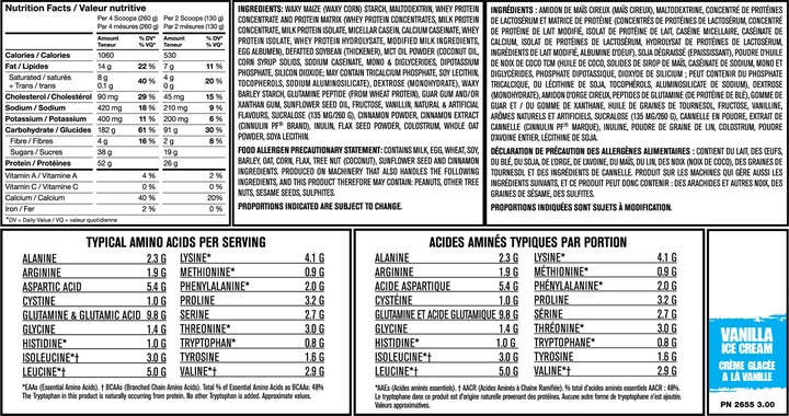 Nutritional values and ingredients Mutant Mass - 6,8kg Strawberry/Banana (Strawberry Banana, 1 pcs., 6800 g)