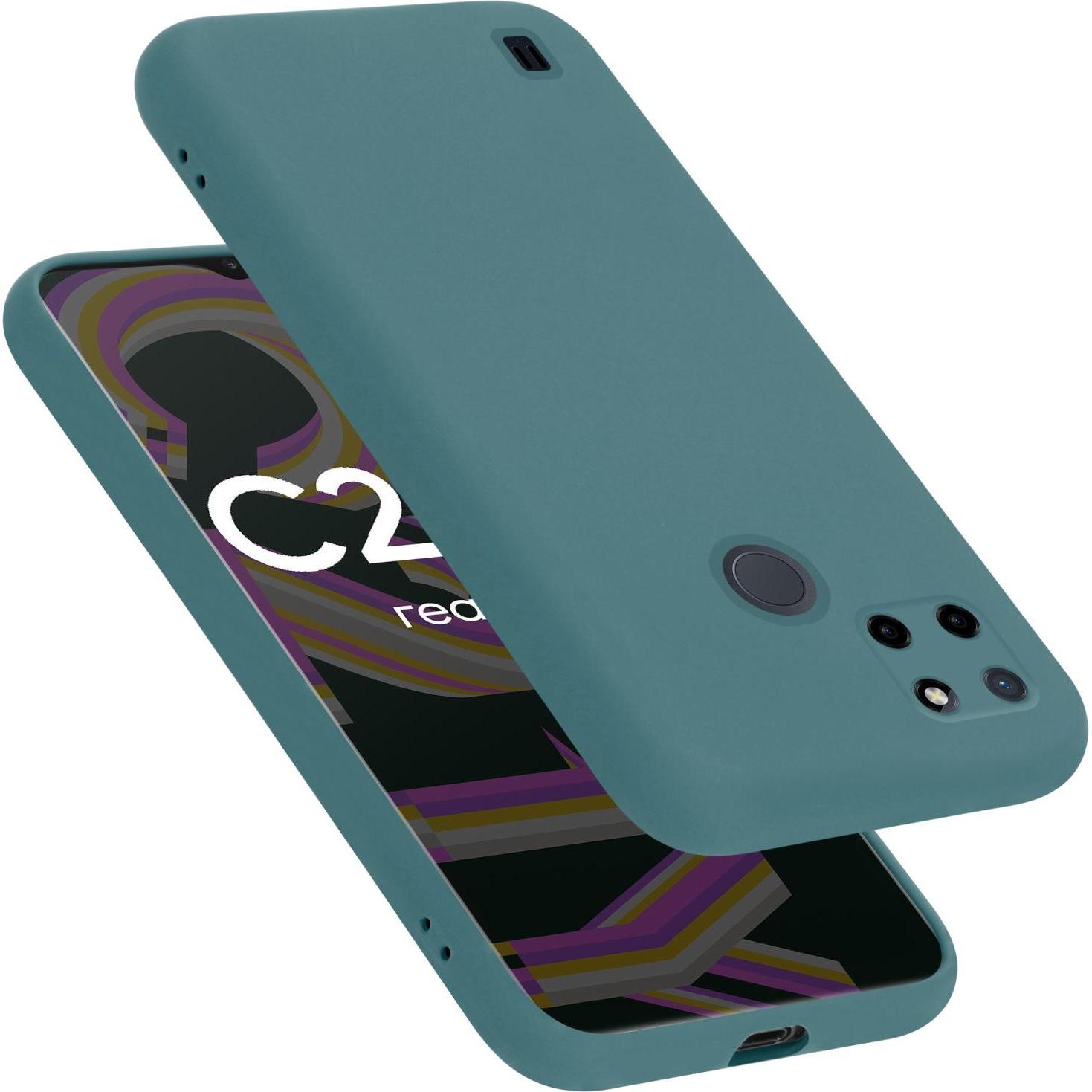 Cadorabo TPU Liquid Silicone Case Hülle für Realme C21Y / C25Y (Realme C25Y, Realme C21Y), Smartphone Hülle, Grün