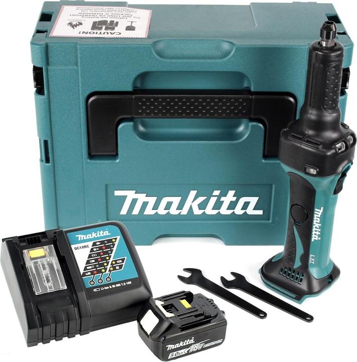 Produktbild Makita DGD 800 RT1J Akku Geradschleifer 18V + 1x Akku 5,0Ah + Ladegerät + Makpac (Geradschleifer)