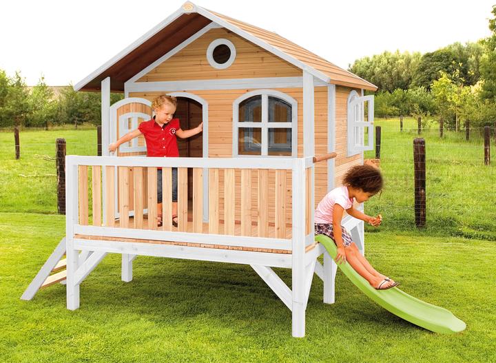 Produktbild Axi Stef Spielhaus Braun/weiss mit Lindgrüne Rutsche