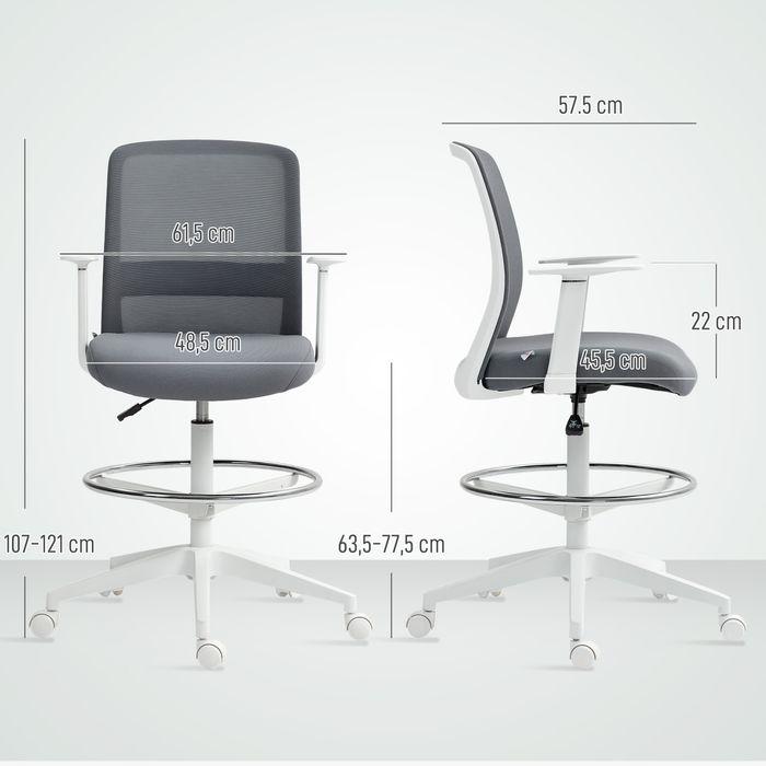 Image du produit Swisshandel24 Schreibtischstuhl, drehbar, rollbar, Netzrücken, Schaumstoffkissen, Grau