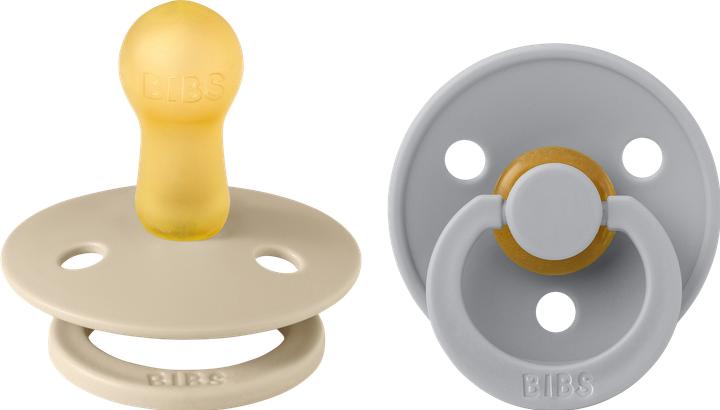 Bibs Sucette Colour Latex (ronde, 6-18 mois), Cloud & Vanilla (2 x, 6 - 12 M.)