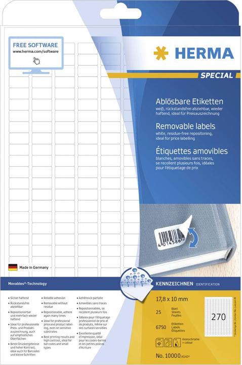 Image du produit Herma Étiquettes détachables A4