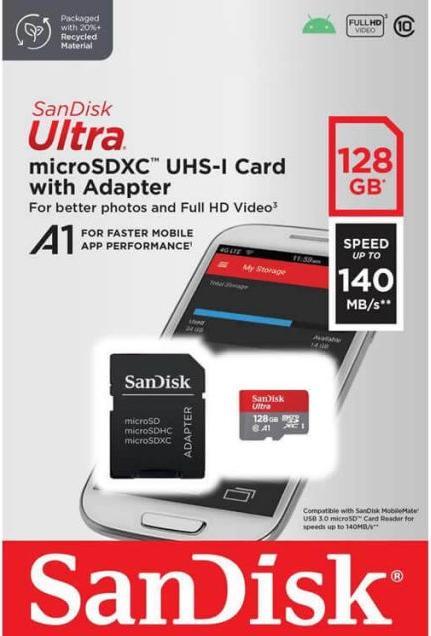 Actual product image SANDISK Ultra mit Adapter (128 GB, microSDXC, U1, UHS-I)