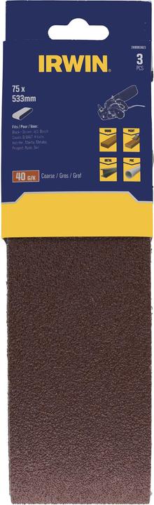 Actual product image Irwin Endless belts for power tools 75 mm x 533 mm, P 40 /for metal, wood, paint and art work (P40)