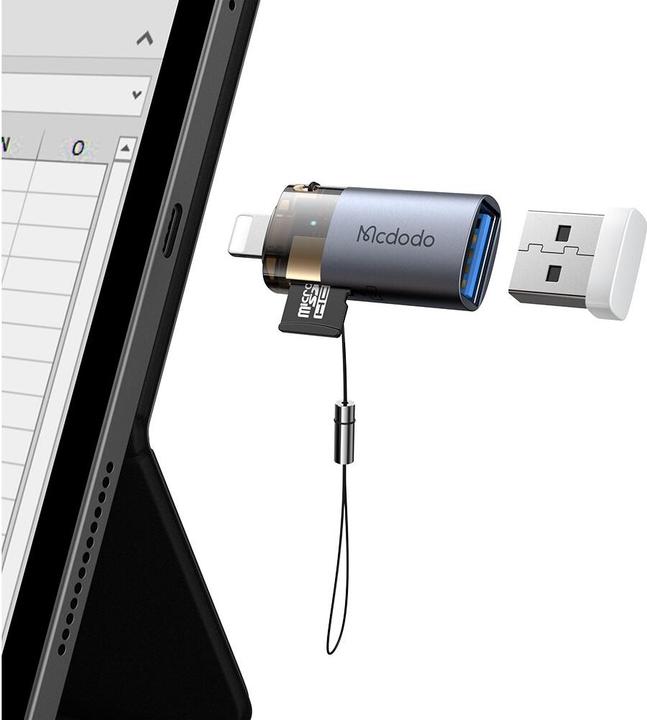 Produktbild Mcdodo - 2-in-1 USB-A auf Lightning Adapter mit TF-Kartenleser (Lightning, USB-A, MicroDot)