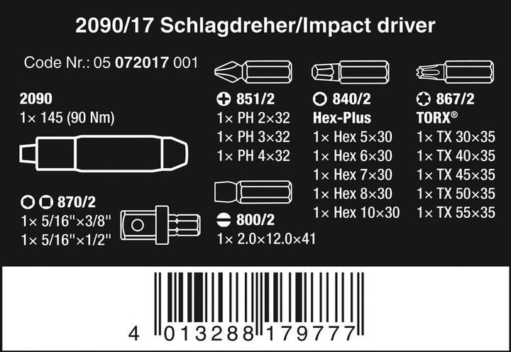 Nährwerte und Zutaten Wera 2090/17 (Kreuz Phillips PH)