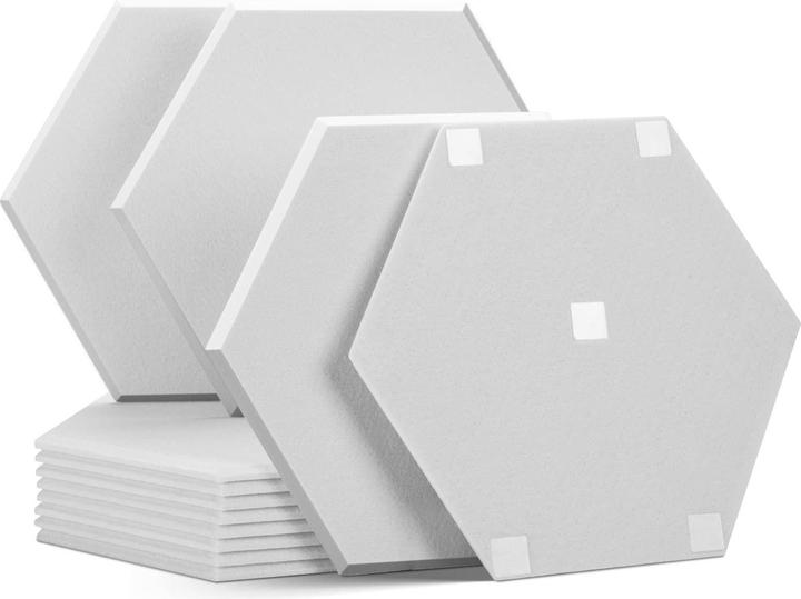 Kuchoow Pannelli acustici esagonali con adesivo (12 pz.)