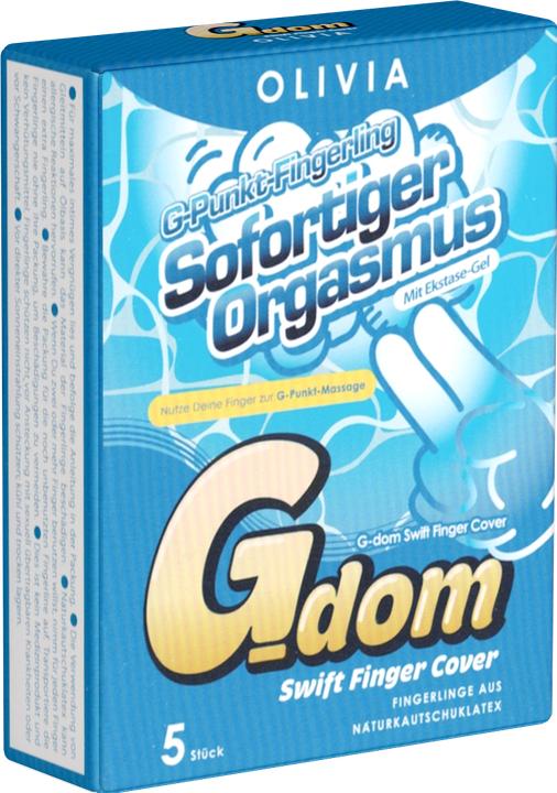 Produktbild Olivia «G Dom Swift» Fingerkondome 5 Stk – silikonbasiertes Ekstase-Gel, hygienisch, gefühlsecht (5 Stk.)