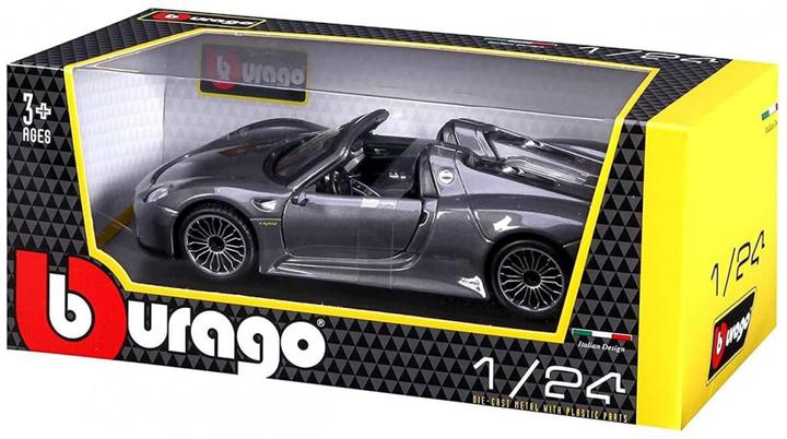 Produktbild Bburago Diecast 1:24 Hobby Car Porsche 918 Spyder Grey Ages 3+ 18-21076