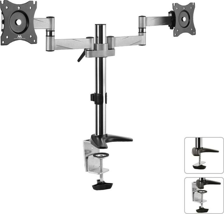 Maclean MC-714 - Supporto VESA per monitor/TV, 13-27", argento, 2x 8 kg (Tavolo, 27.01", 8 kg)