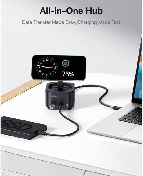 Actual product image Baseus MagPro 7-in-1 USB-C Hub (USB-C, 7 Ports)