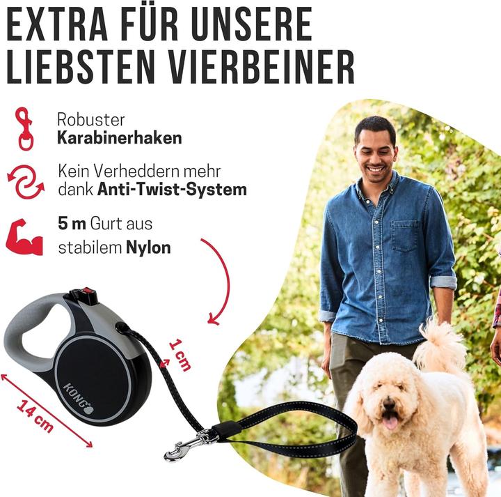 Immagine prodotto KONG Terrain Leash Rollleine mit Break & Lock, 5m (S, Cane)