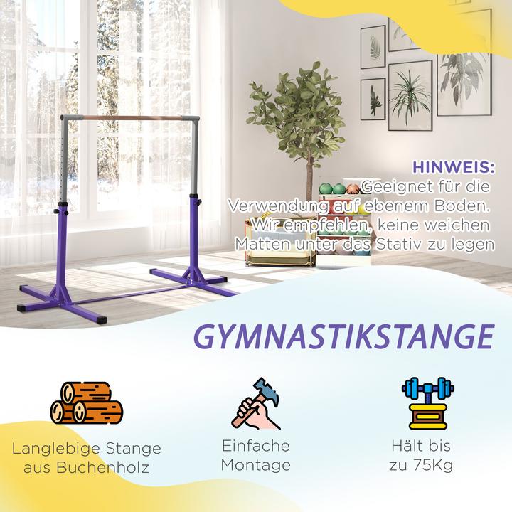 Image du produit Homcom Gymnastik-Turnreck Stahl, Buchenholz Violett