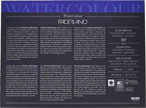 Image du produit Fabriano Aquarellblock 30 x 40 cm, 300g/m2, 20 Blatt (30 x 40 cm)