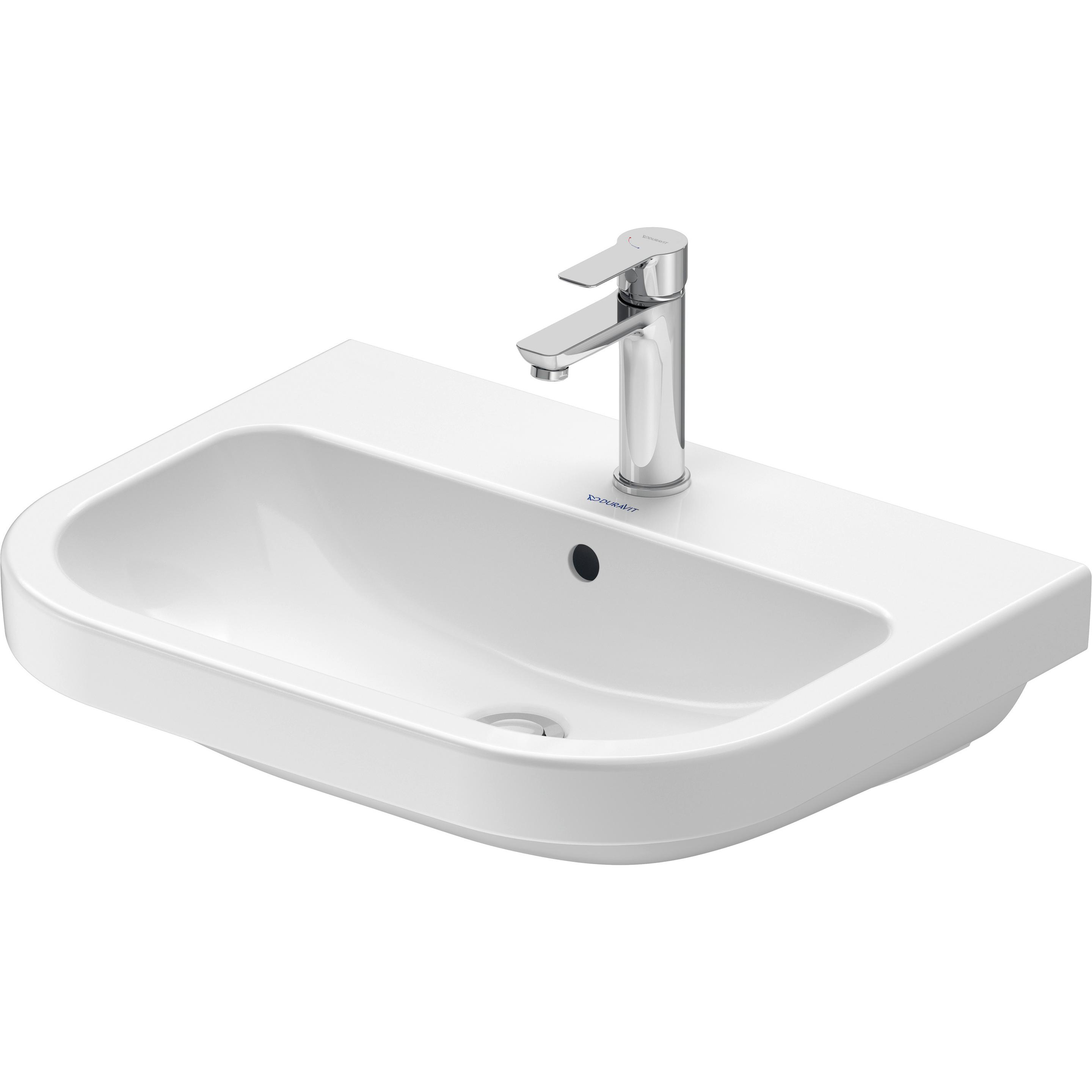 Duravit, Waschbecken, D-Code Waschtisch, mit Hahnloch, mit Überlauf, 600x460x165mm, Weiss Hochglanz (460 mm, 600 mm)