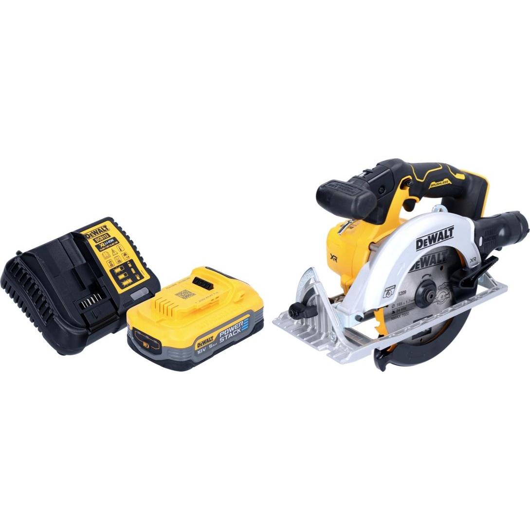 Thumbnail - DeWalt, Handkreissäge, DCS 565 H1 Akku Handkreissäge 18 V 165 mm Brushless + 1x Powerstack Akku 5,0 Ah + Ladegerät