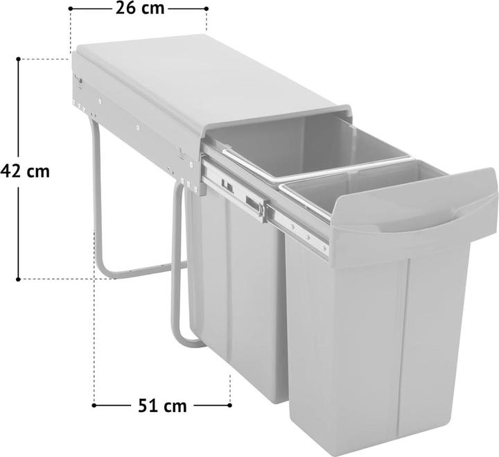 Actual product image Svita Einbaumülleimer EMCombo30 (2 Fächer, 10L + 20L) ausziehbar (30 l)