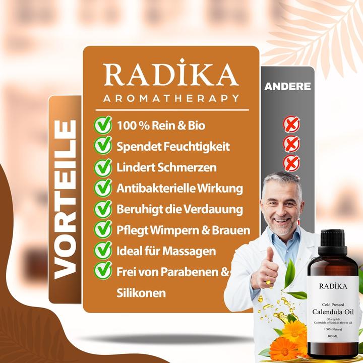 Produktbild Radika Calendula-Öl, Kaltgepresst, 100% Rein, BIO, natürlich, 30 ml (Körperöl, 30 ml)