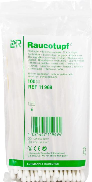 Actual product image L&R Rauco swab stick swabs small cotton head, 100 pcs. swabs