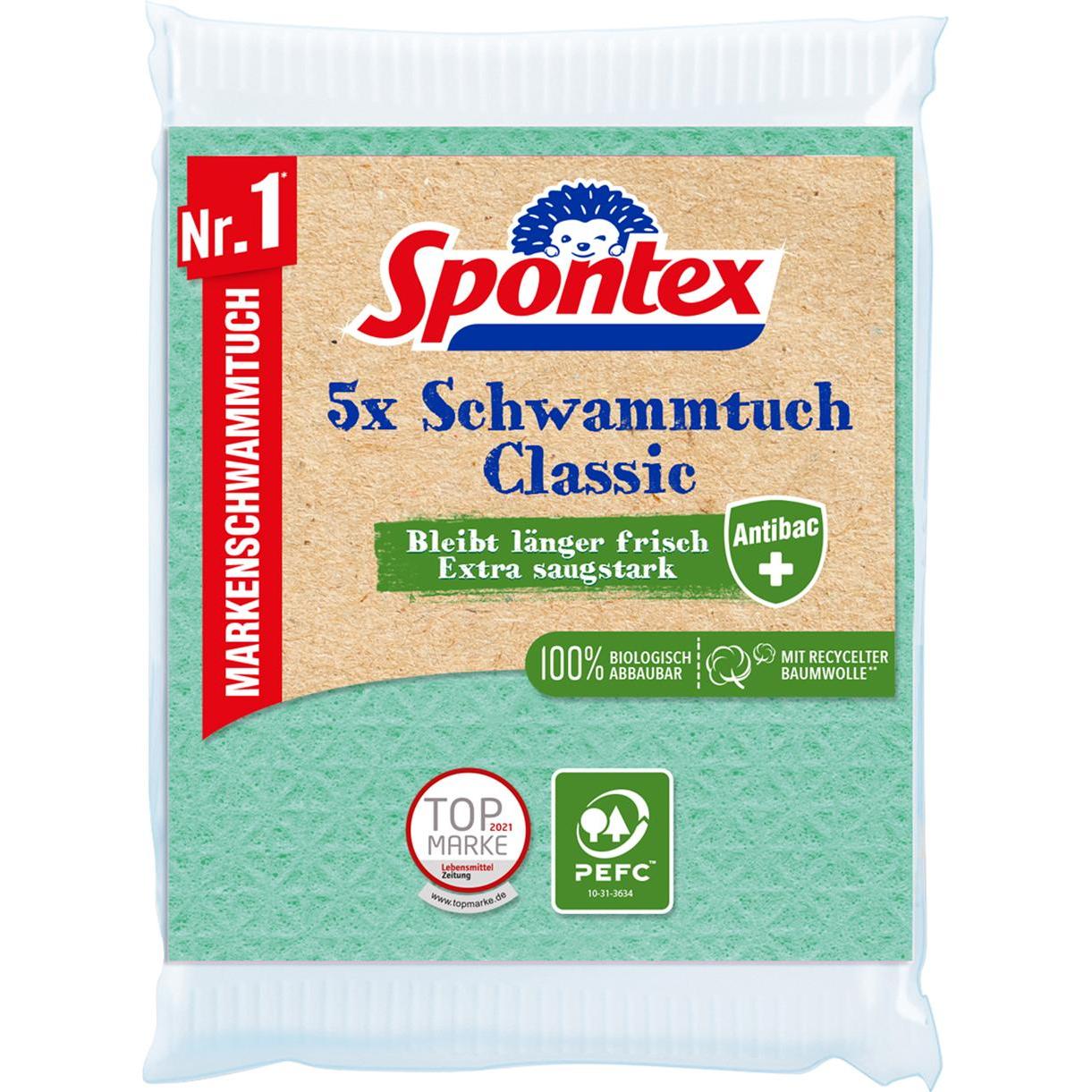 Spontex, Zubehör Präsentieren, Schwammtuch Classic 5er PEFC 19.200.216