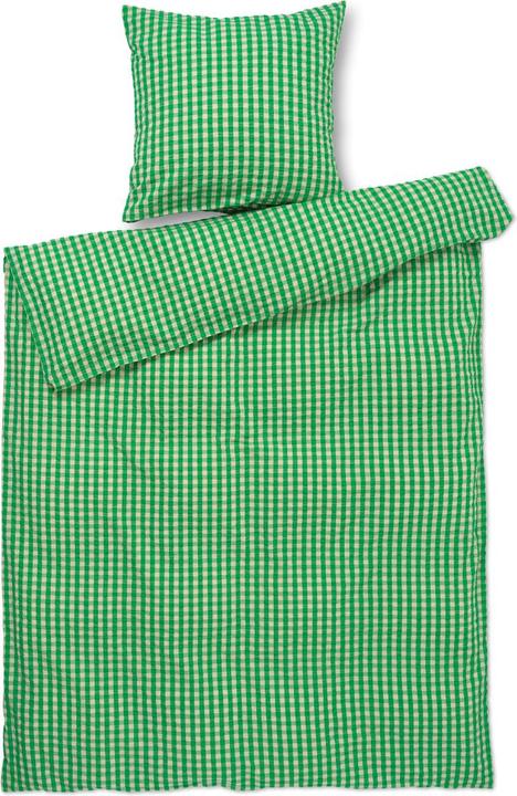 Produktbild Juna B 140 x L 220 cm - Økologisk bomuld - Grøn/sand (Bettwäsche Set, 140 x 220 cm)