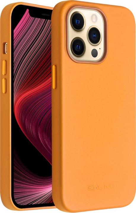 Image du produit QiAlino Coque cuir véritable (compatible MagSafe) Orange (Apple iPhone 14 Pro Max)