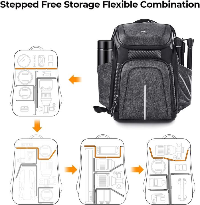 Actual product image K&F Concept Alpha Camera Backpack with 3-Side Access, Rain Cover, Laptop Compartment (Photo backpack, 26.50 l)