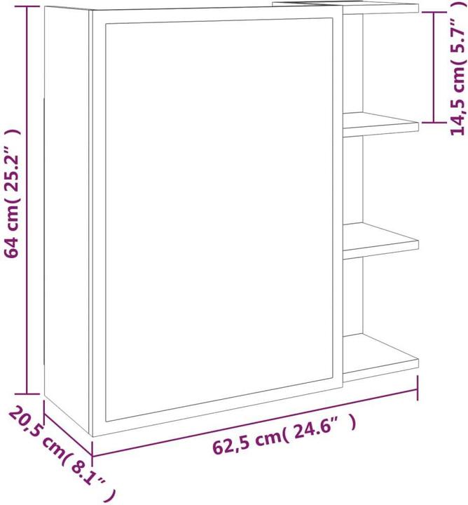 Produktbild vidaXL Spiegelschrank (62.50 x 20.50 x 64 cm)