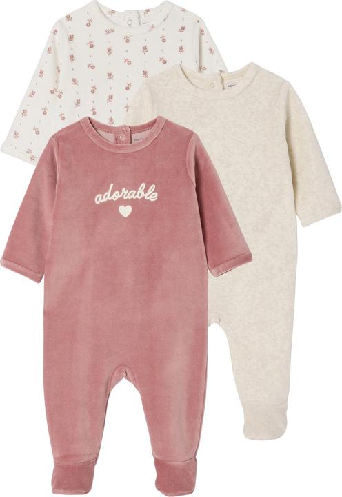 Produktbild Vertbaudet 3er-Pack Baby Samt-Strampler BASIC (50)