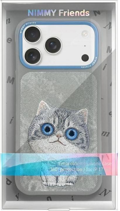Productafbeelding Nimmy Etui Big Eyed Pet 2.0 Cat do iPhone 17 Pro Max szary (Apple iPhone 17 Pro Max)
