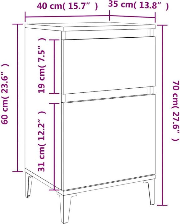 Immagine prodotto vidaXL Nachttisch (40 x 35 x 70 cm)