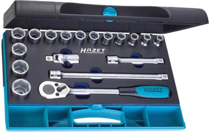 Produktbild HAZET Steckschlüssel Satz 932/18 ∙ Vierkant12,5 mm (1/2 Zoll) ∙ Aussen Sechskant-Tractionsprofil ∙ 1…