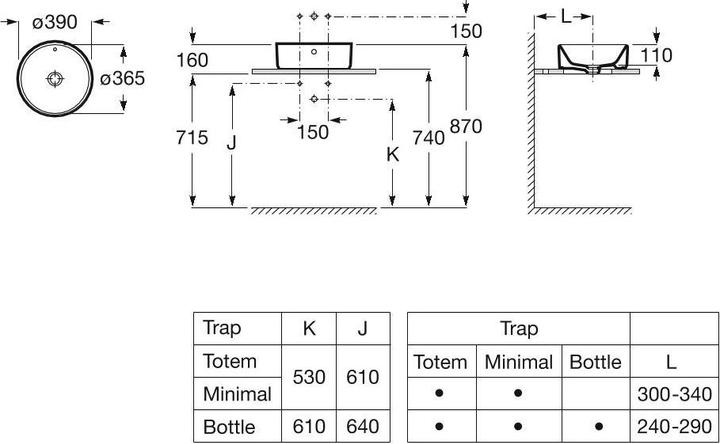 Image du produit ROCA ALTER UMYW.NABL.OKR.39CM,Z/P,BI (390 mm, 390 mm)
